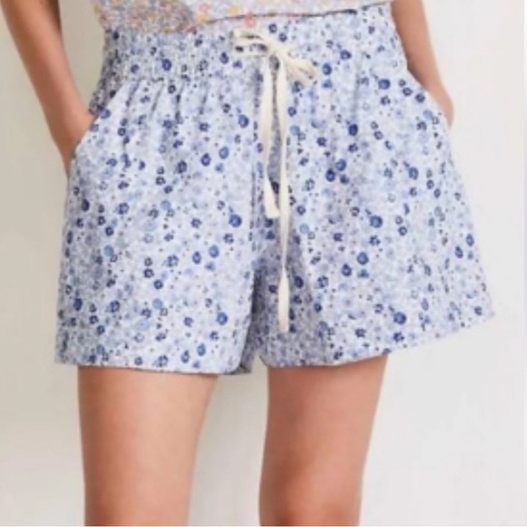 Apiece Apart High Waist Floral Blue Shorts Size Large - Picture 2 of 11